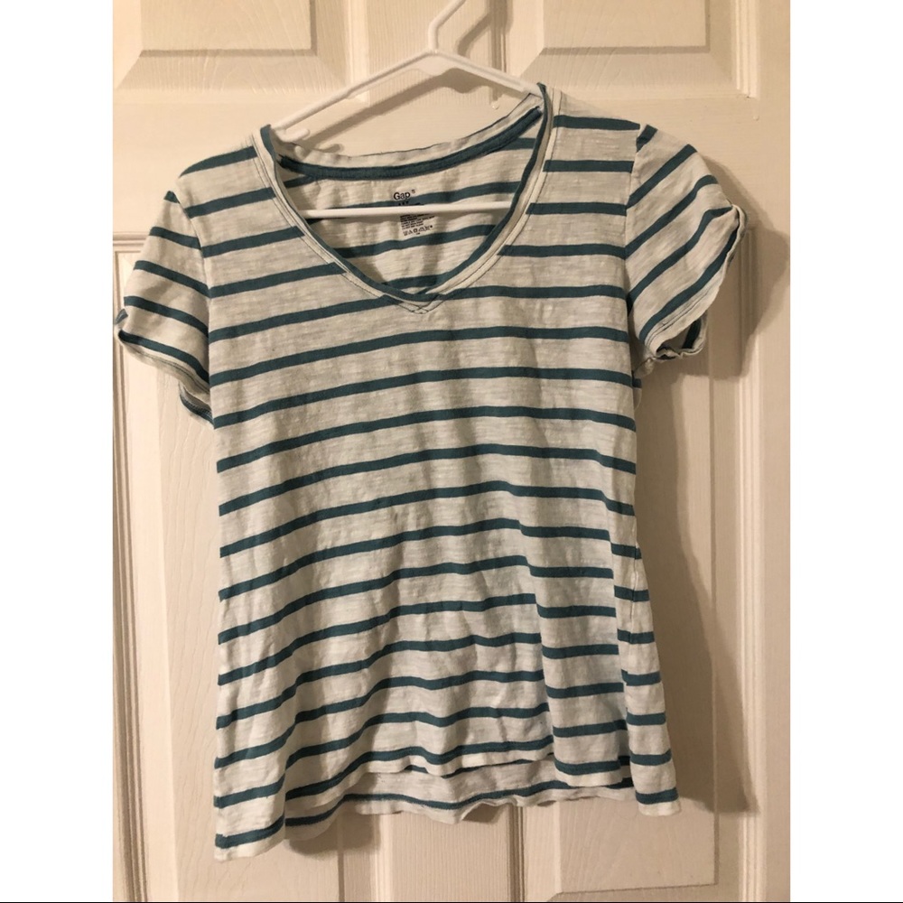 Teal & White Striped T-Shirt